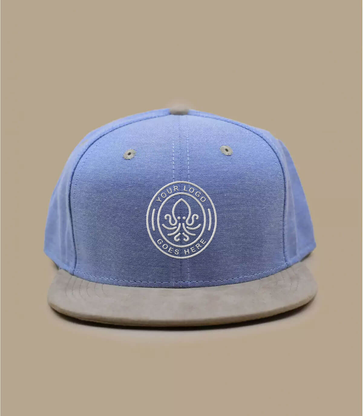 Gorra Personalizable Snapback Chambray Blue Suede Beige Headict